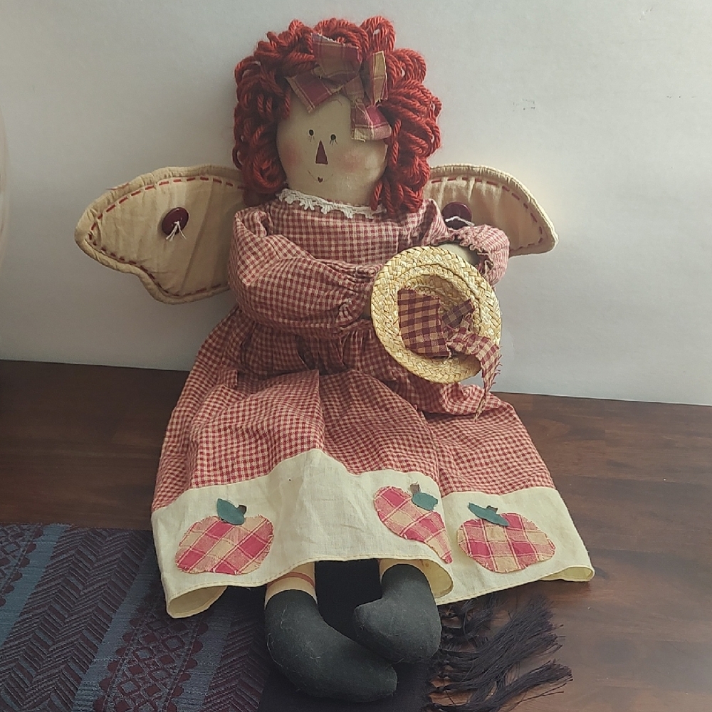 Vintage Raggedy Ann Angel Doll Door Hanger Ornament Wall Decor